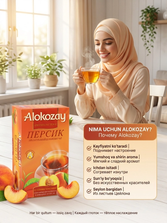 Чай ALOKOZAY в пакетиках (25 шт), фруктовое ассорти — натуральный цейлонский