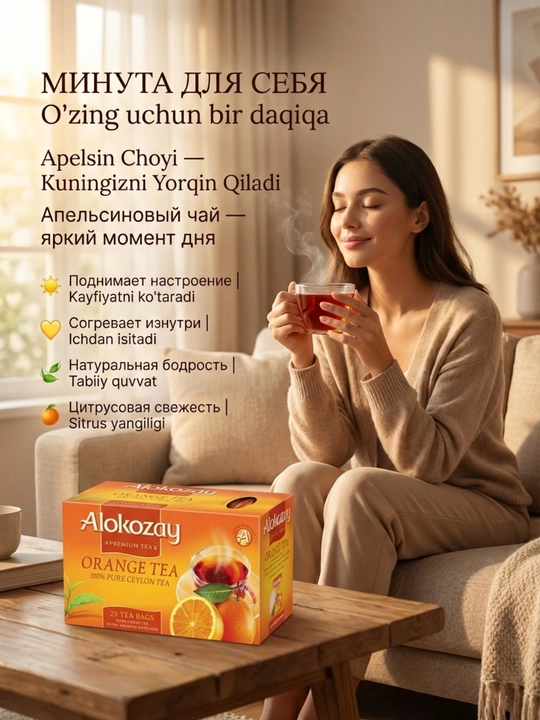 Чай ALOKOZAY в пакетиках (25 шт), фруктовое ассорти — натуральный цейлонский