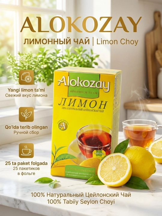 Чай ALOKOZAY в пакетиках (25 шт), фруктовое ассорти — натуральный цейлонский