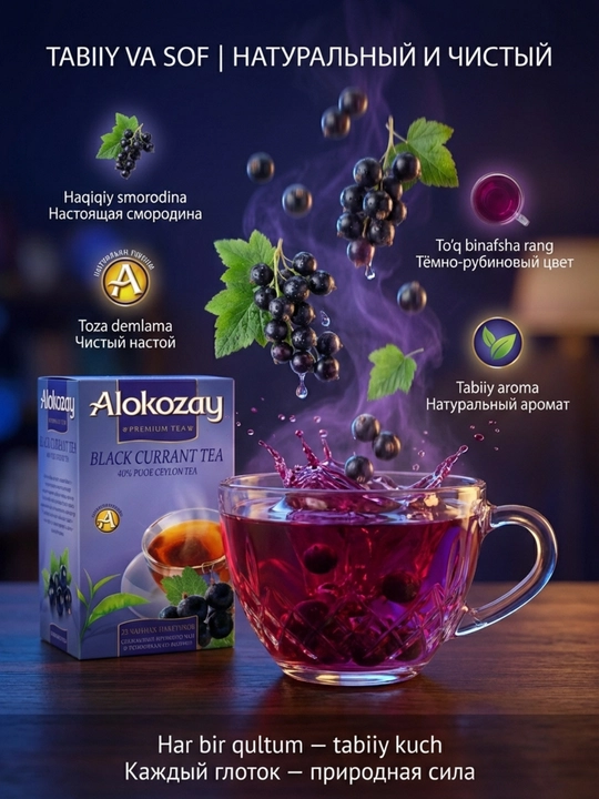Чай ALOKOZAY в пакетиках (25 шт), фруктовое ассорти — натуральный цейлонский