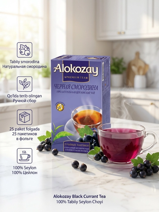 Чай ALOKOZAY в пакетиках (25 шт), фруктовое ассорти — натуральный цейлонский
