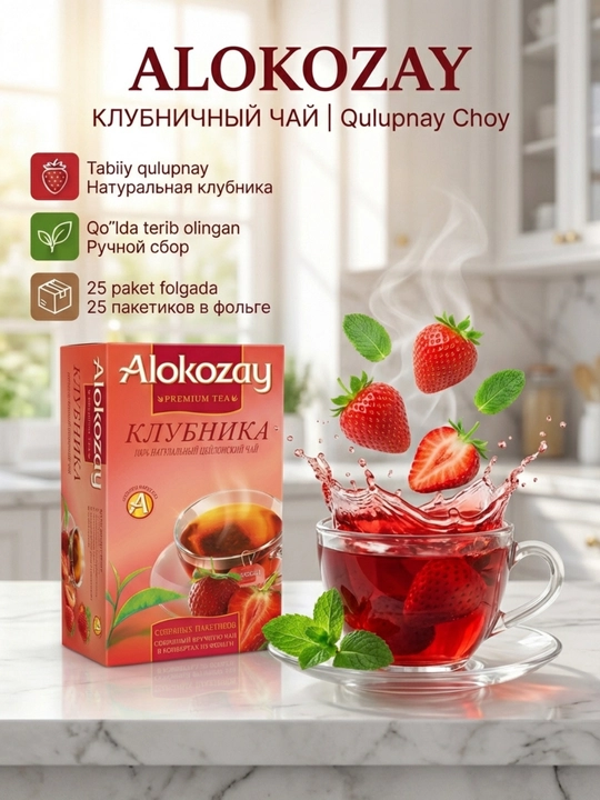 Чай ALOKOZAY в пакетиках (25 шт), фруктовое ассорти — натуральный цейлонский