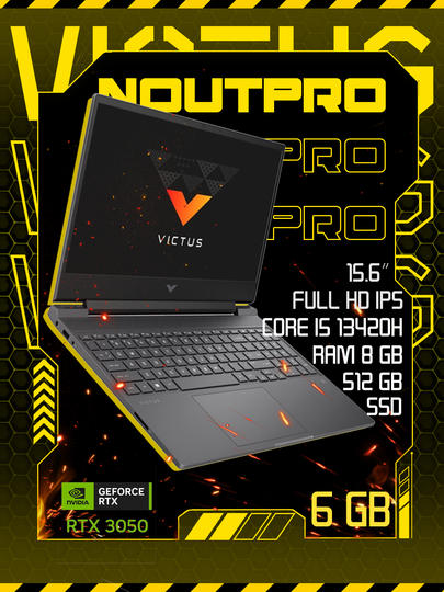 Ноутбук HP Victus Intel Core I5-13420H 15.6 FHD IPS 144Hz RTX 3050/6GB RAM8GB/512GB SSD - 