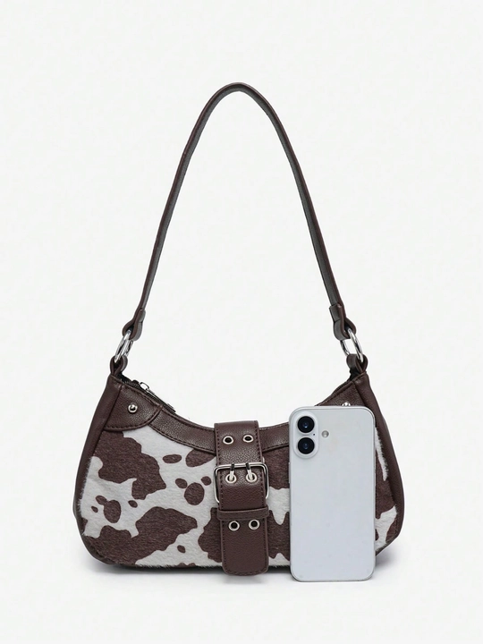 MIYO Y2K uslubidagi yelka sumka, sigir, leopard print
