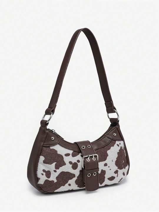 MIYO Y2K uslubidagi yelka sumka, sigir, leopard print