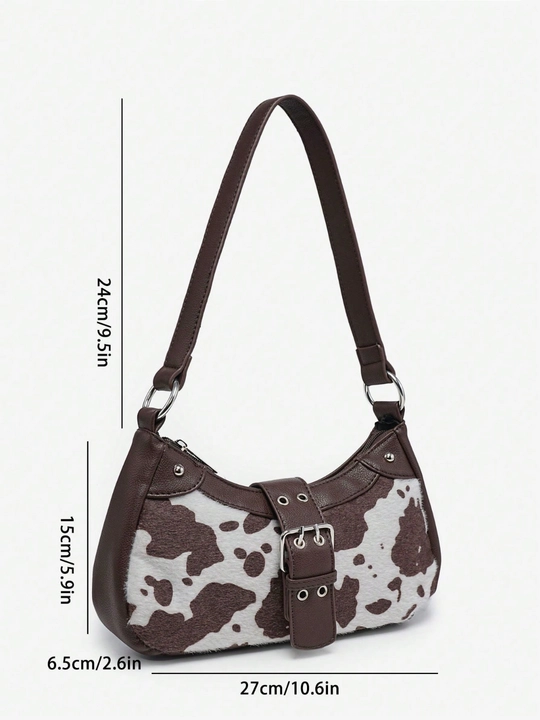 MIYO Y2K uslubidagi yelka sumka, sigir, leopard print