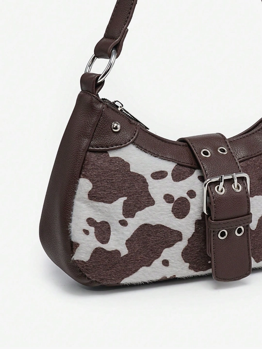 MIYO Y2K uslubidagi yelka sumka, sigir, leopard print