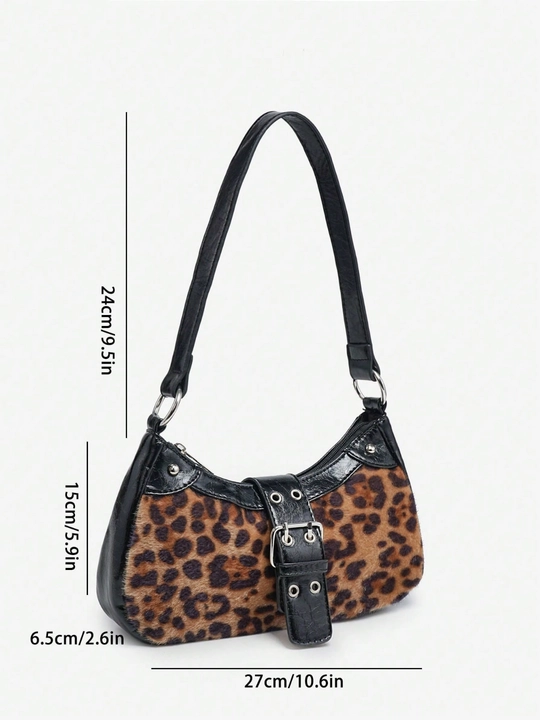 MIYO Y2K uslubidagi yelka sumka, sigir, leopard print