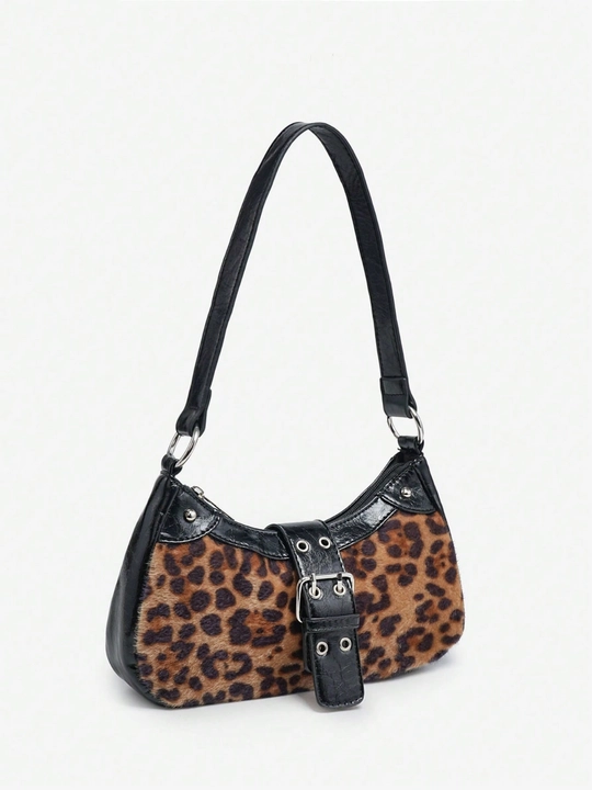 MIYO Y2K uslubidagi yelka sumka, sigir, leopard print
