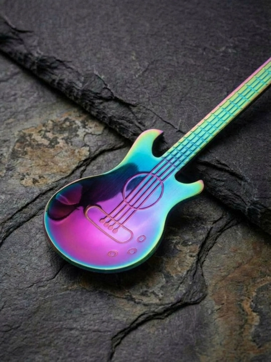 Gitara shaklidagi choy qoshiq, zanglamaydigan po‘lat, 12 sm