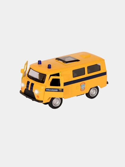 Машинка игрушка, масштабная модель УАЗ, Милиция с эффектами, 1:43, металлическая — ЖТ-JTBUXM