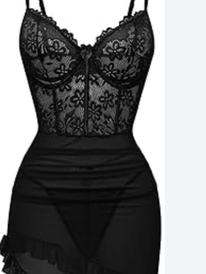 Ayollar uchun qora va krujevli romantik penyuar. Tungi libos , penyuarlar, M L Xl razmer