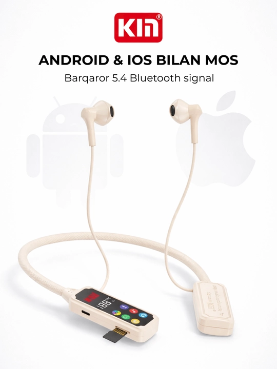 Simsiz quloqchin KIN KL100 Bluetooth 5.4 1100 mAh ENC mikrofon bo'yinbog' dizayn naushnik