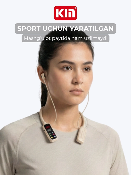 Bo'yinli simsiz quloqchin KIN KL101 ENC mikrofon TF karta 1100 mAh batareya