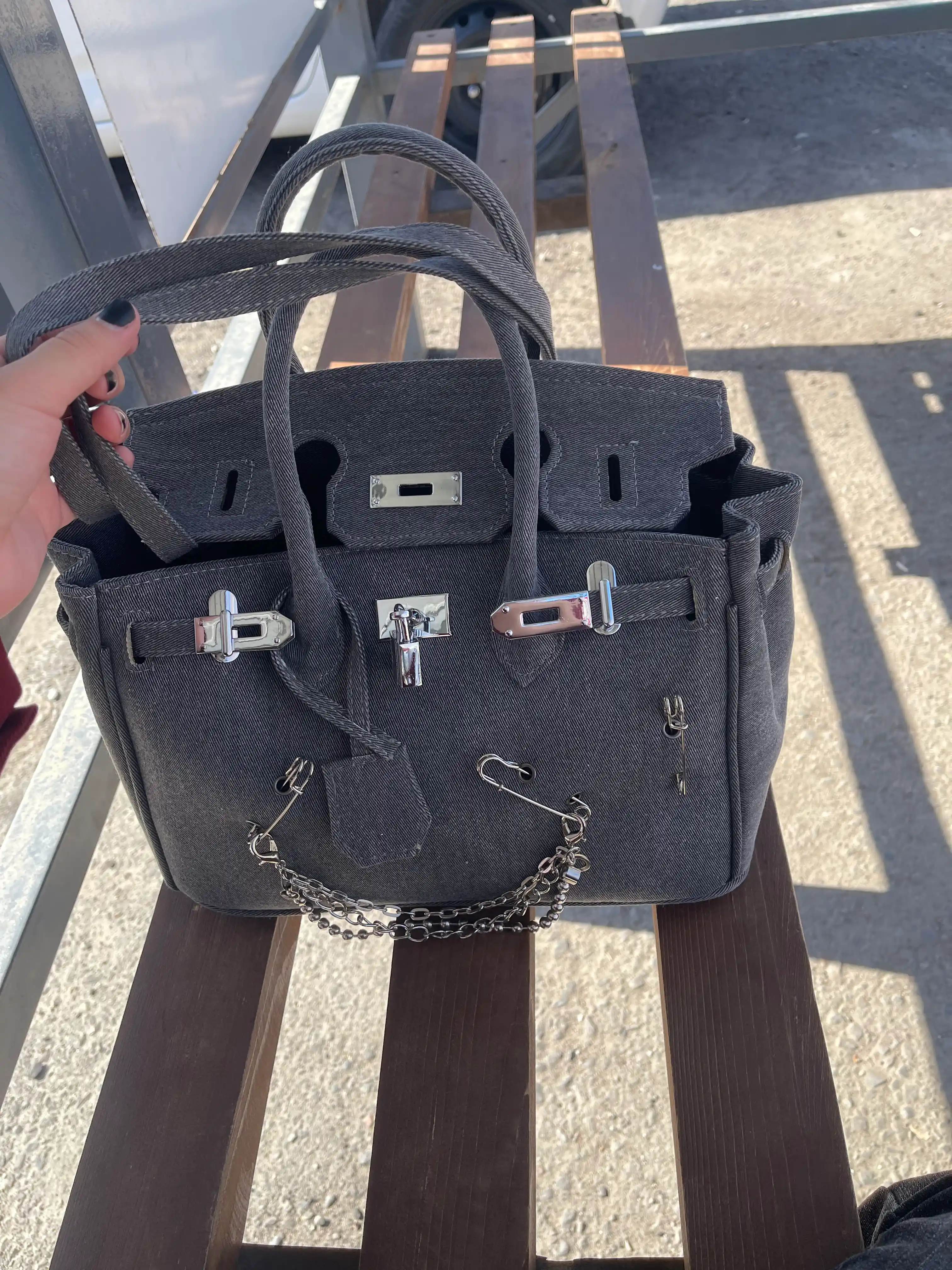 Ayollar uchun Hermes Birkin uslubidagi jinsi sumka, qulfli, yelka orqali, cross-bodi