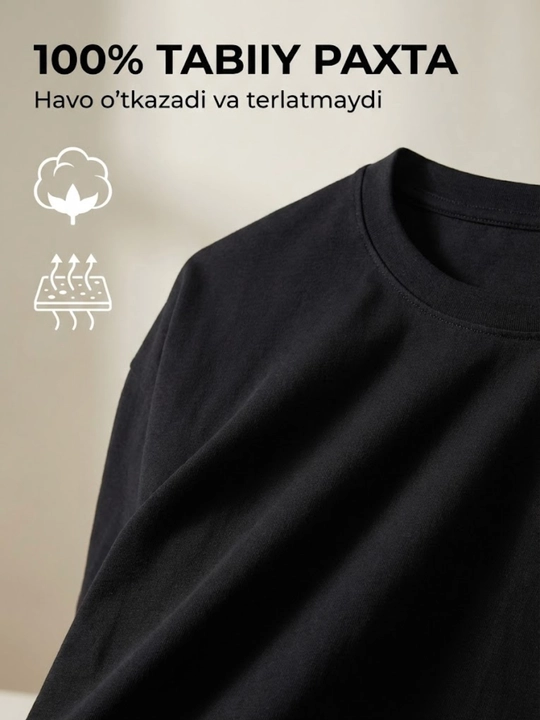 Futbolka erkaklar va ayollar uchun, uniseks, 100% tabiiy paxtadan