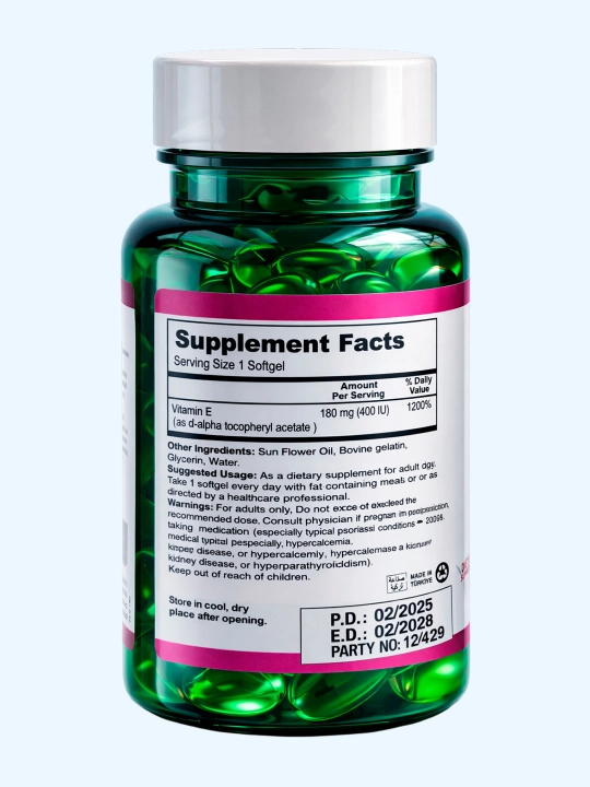 Shiffa Home Vitamin E 400 IU, биологически активная добавка, 60 капсул (700 мг)