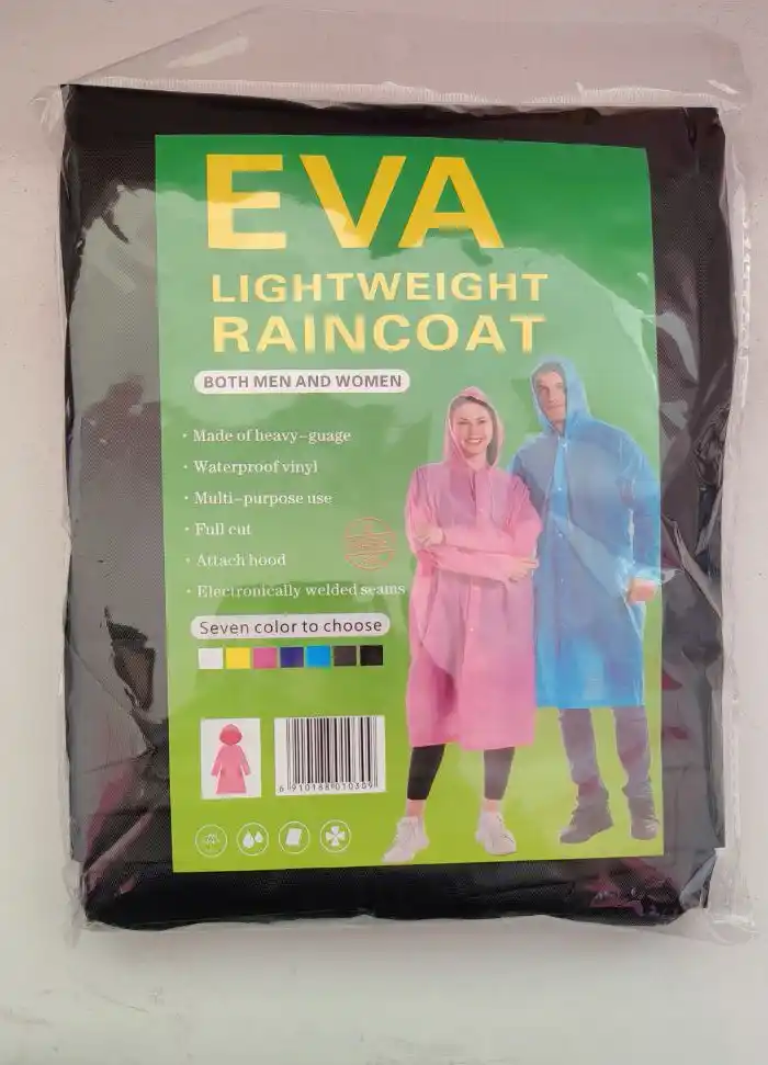 Дождевик унисекс, из EVA — лёгкий, непромокаемый плащ, с капюшоном, на кнопках