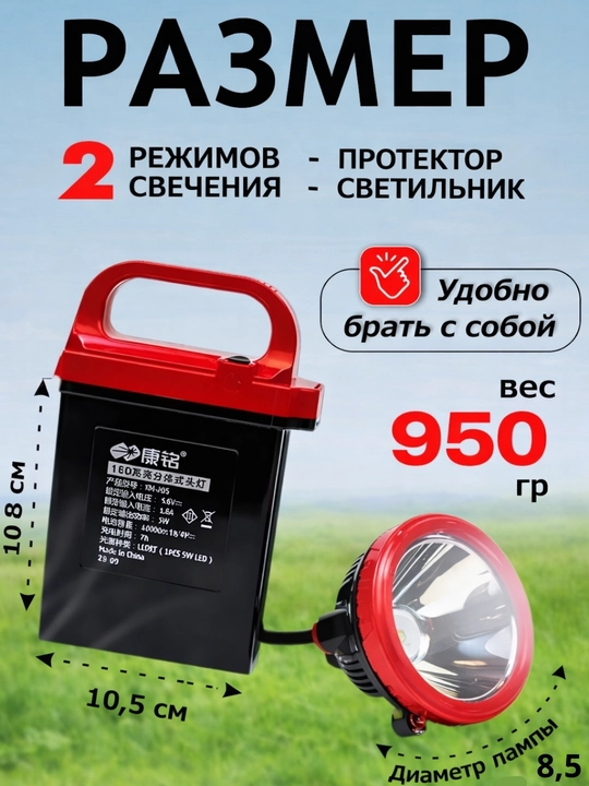 Мощный налобный шахтерский фонарь