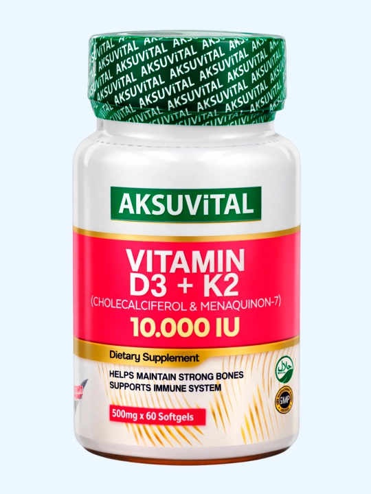 Shiffa Home Vitamin D3 + K2 (10 000 IU), биологически активная добавка, 60 мягких капсул