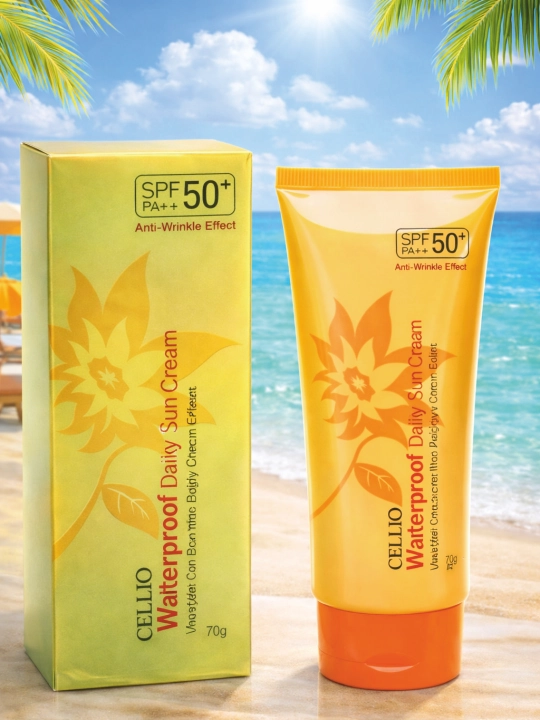 Quyoshdan himoyalovchi, yuz uchun, namlantiruvchi, krem SPF 50+ Dr.Cellio 98%, SPF krem - 