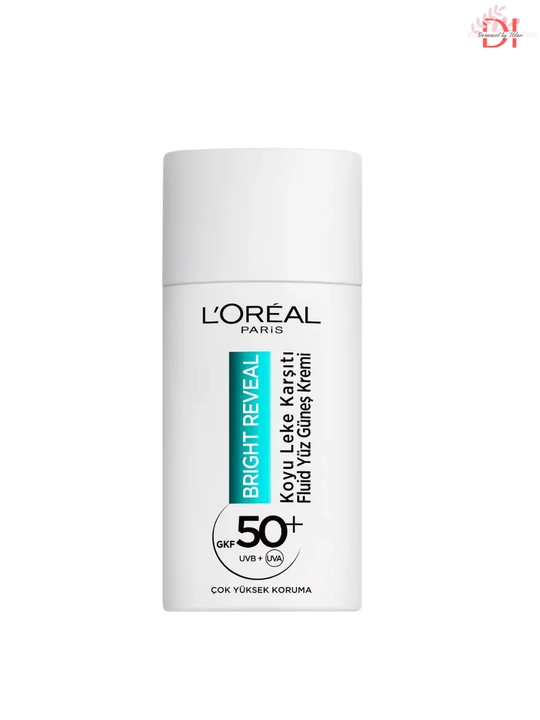 Quyoshdan himoya flyuid L’Oréal Bright Reveal SPF50+ yuqori himoya, pigment dog‘larga qarsh