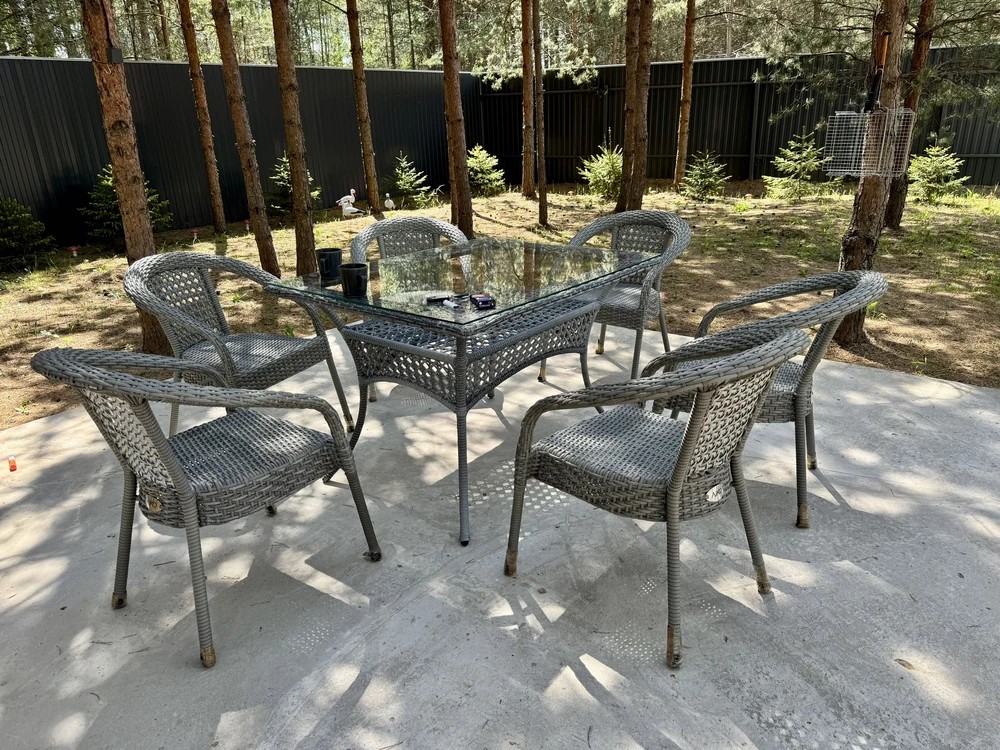 AIKO DECO bog‘ mebellari to‘plami, 6 kishilik, 1 stol va 6 kreslo, dala hovlisi uchun