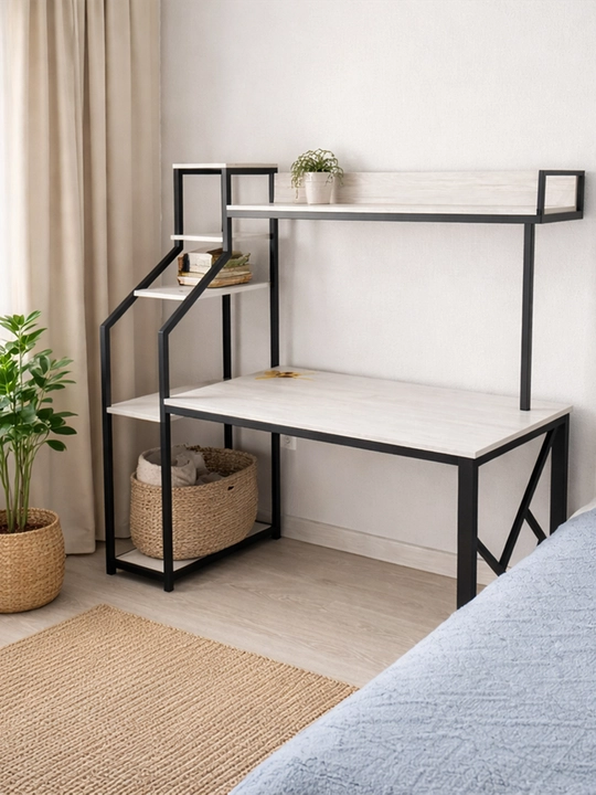 Компьютерный стол LOFT с надстройкой и полками - 