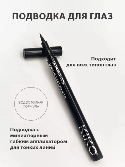 Подводка для глаз KIKO Milano Winged Eyeliner матовая черная, водостойкая