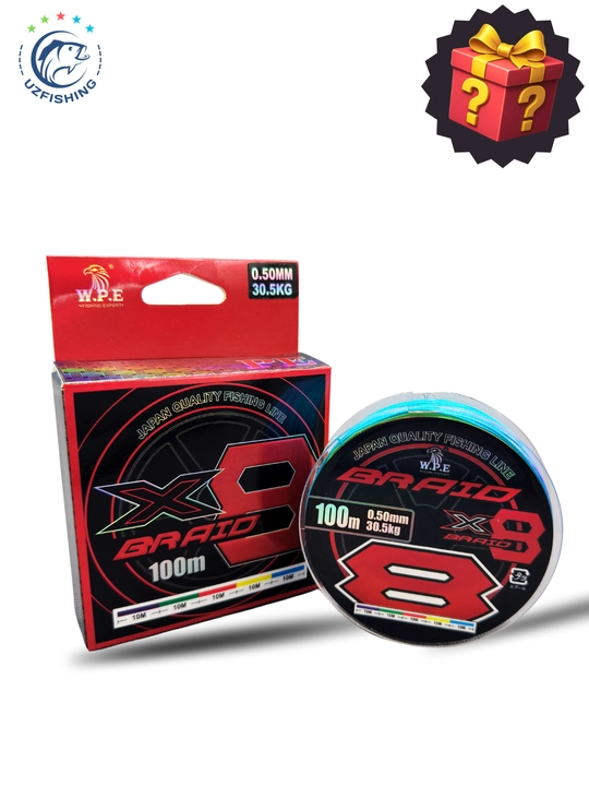 Плетеный шнур для рыбалки W.P.E Braid X8, 8-ми жильный, 100 м, разные диаметры - 