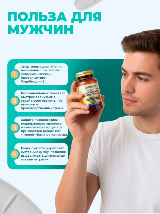 Shiffa Home Глюкозамин Хондроитин и MSM, 60 таблеток, 1150мг