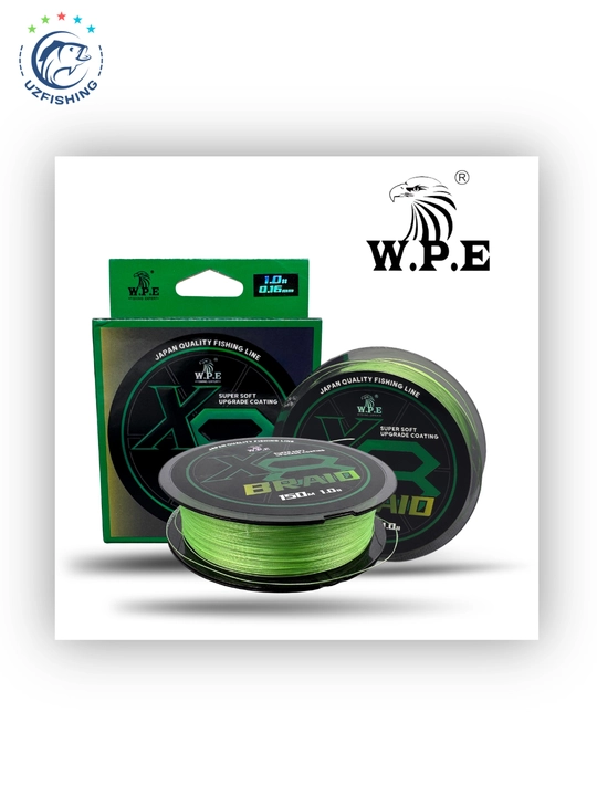 W.P.E. X8 Braid baliq ovlash uchun to'qilgan shnur, 150 m, 8 tolali yashil baliq ovlash ipi
