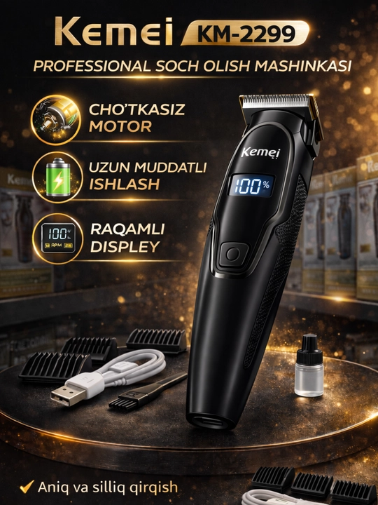 Kemei KM-2299 professional simsiz soch olish mashinkasi - 