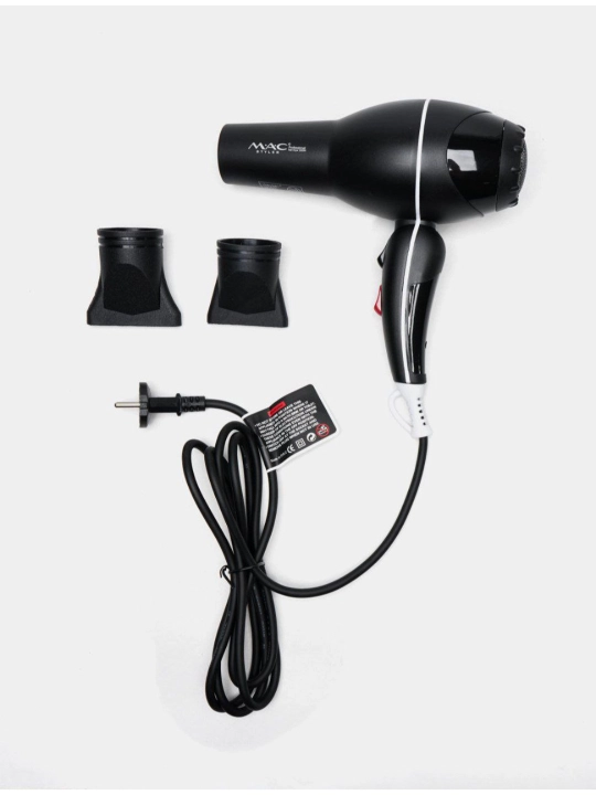 Профессиональный фен MAC Styler, 3 режима, 2 насадки, для сушки и укладки, с ионизацией