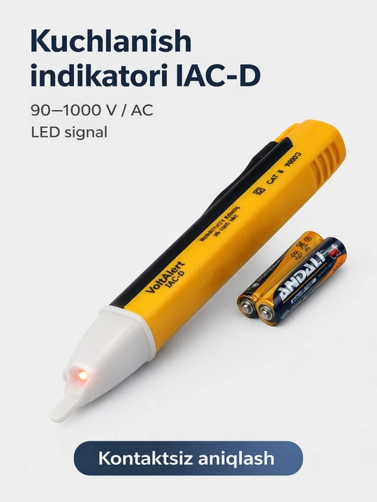 IAC-D kuchlanish indikatori — 90–1000 V o‘zgaruvchan tok / LED signal chirog‘i bilan - 