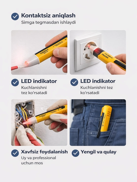 IAC-D kuchlanish indikatori — 90–1000 V o‘zgaruvchan tok / LED signal chirog‘i bilan