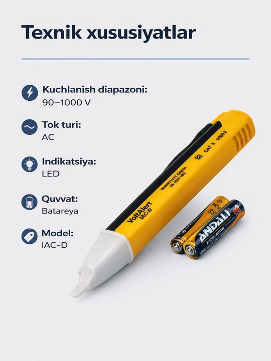 IAC-D kuchlanish indikatori — 90–1000 V o‘zgaruvchan tok / LED signal chirog‘i bilan