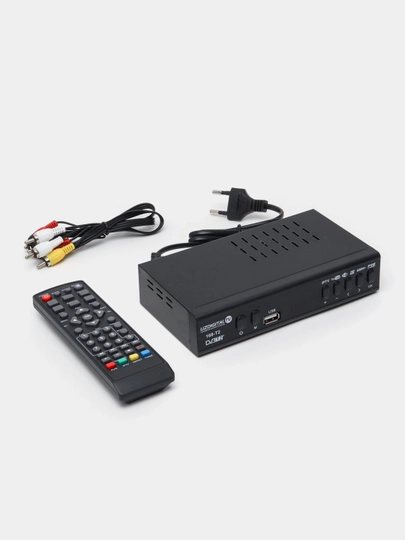 Цифровой ТВ‑тюнер DVB‑T2 — 20+ каналов, HD‑качество, с пультом - 