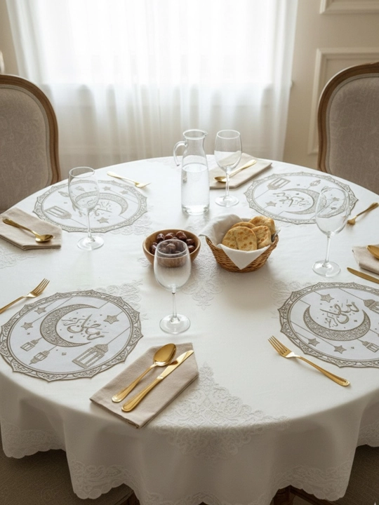 Ramazon bezaklari uchun stol tarelka tagligi, 37x37 sm, to'plamda 2 dona, podlojka - 