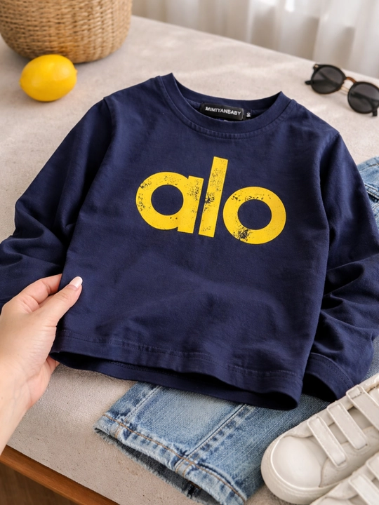 Детская хлопковая футболка с принтом «ALO» - 