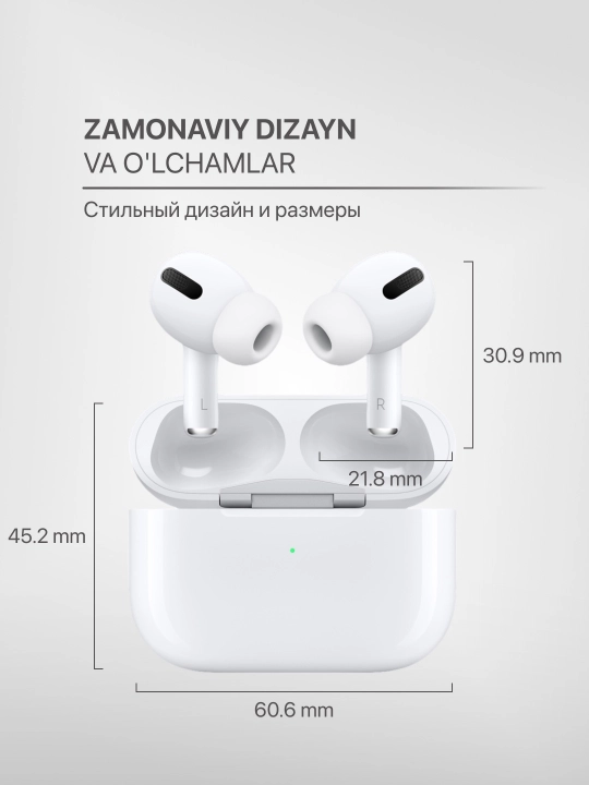 Simsiz quloqchinlar Pods Pro 2 , sensorli, iPhone va Android uchun naushnik
