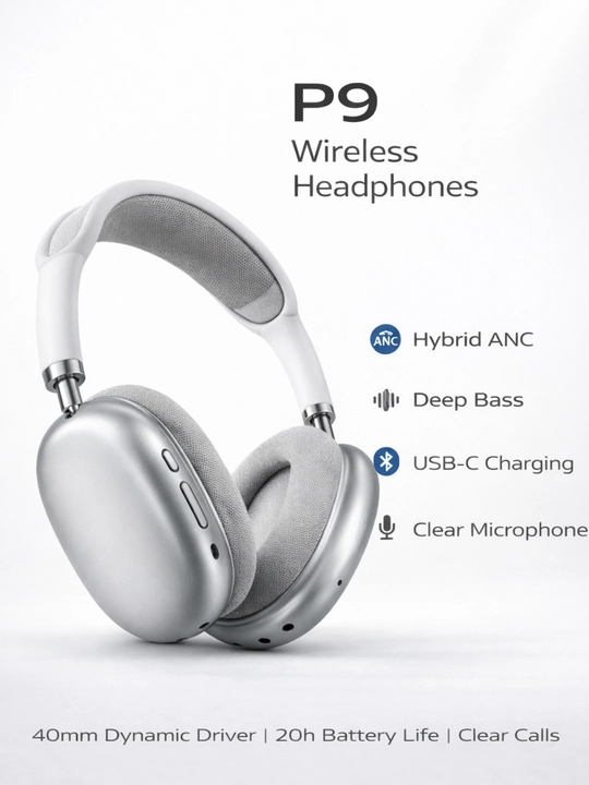 Беспроводные наушники P9 Bluetooth с ANC, 40 мм драйвер - 