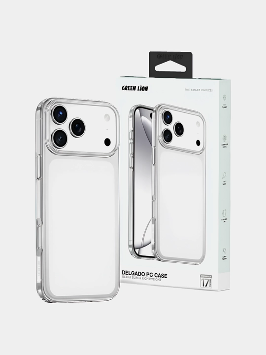 Прозрачный чехол от Green Lion Delgado PC для iPhone 18-17-16 Pro/Pro Max/Air, не желтеет