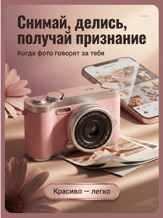 Raqamli kamera (fotoparat), foto kamera, retro kamera, 8x zum, va 32 GB karta