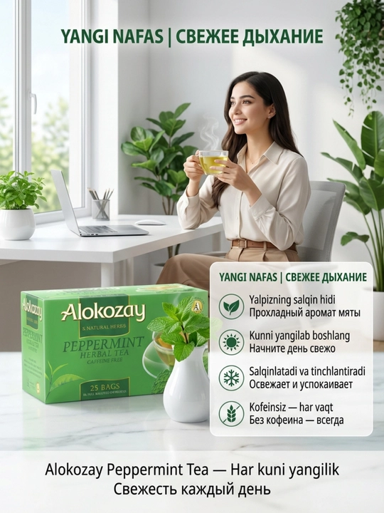 Alokozay Травяной Чай 25 пак, Ройбуш, Мята, Гранат, Ромашка, Имбирь, Лимон, Фенхель