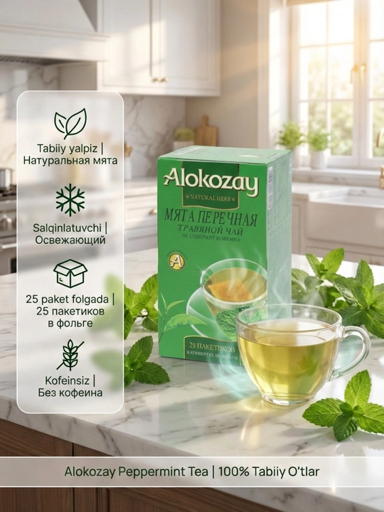 Alokozay Травяной Чай 25 пак, Ройбуш, Мята, Гранат, Ромашка, Имбирь, Лимон, Фенхель