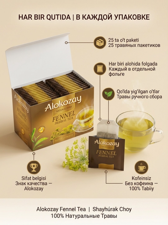 Alokozay Травяной Чай 25 пак, Ройбуш, Мята, Гранат, Ромашка, Имбирь, Лимон, Фенхель