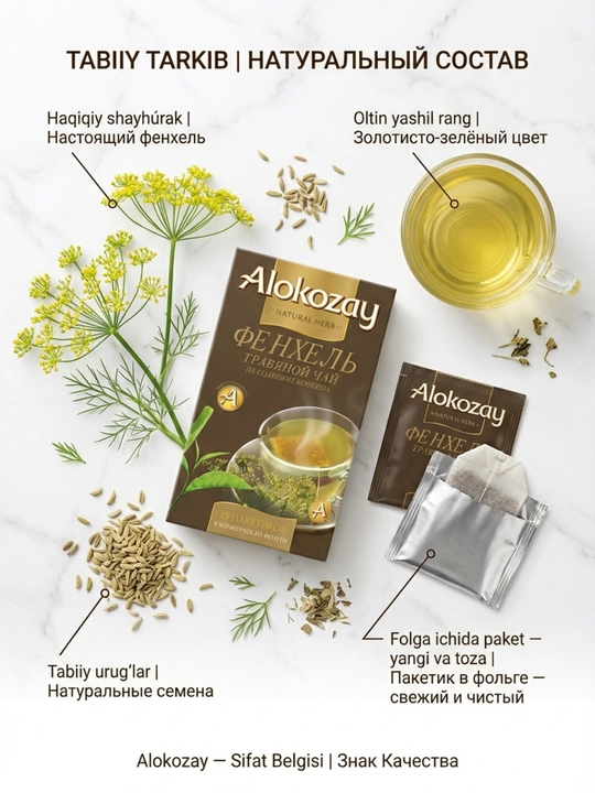 Alokozay Травяной Чай 25 пак, Ройбуш, Мята, Гранат, Ромашка, Имбирь, Лимон, Фенхель