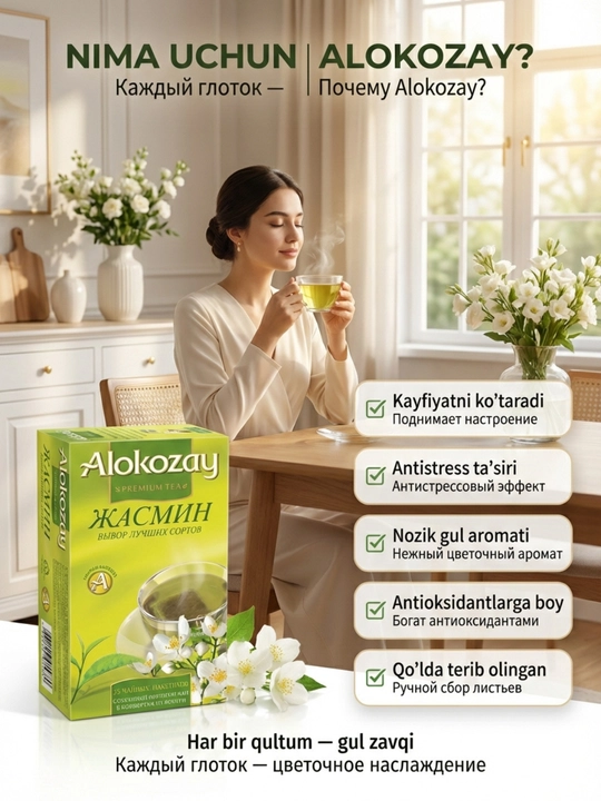 100% Seylon ko'k choyi, oliy nav — 25 ta folgalangan maxsus paket (Halol)