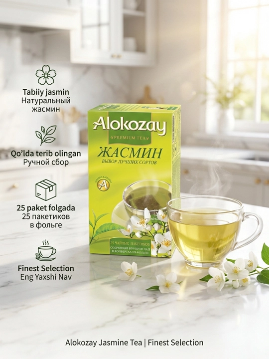 100% Seylon ko'k choyi, oliy nav — 25 ta folgalangan maxsus paket (Halol)